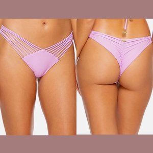 NWT $84 Luli Fama [ Small ] COSITA BUENA Strappy Brazilian Bikini Bottom purple‎